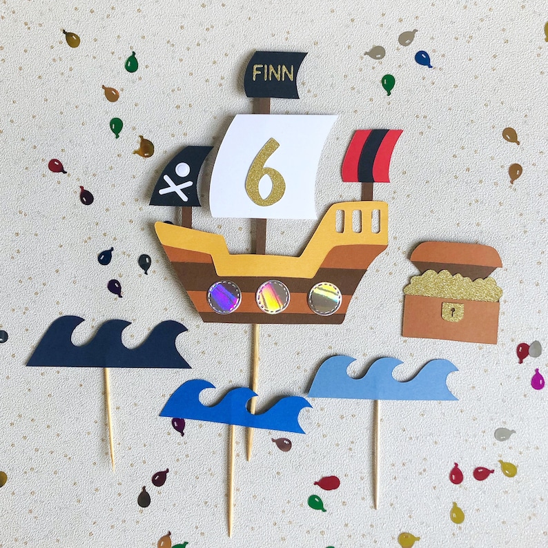Pirate Cake Topper Topper Gateau Personnalise Bateau Pirate Etsy