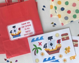Personalized Pirate Party Favor Bags with Pirate Stickers