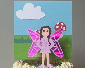 Personalized Fairy Cake Topper, Garden Party Decoration