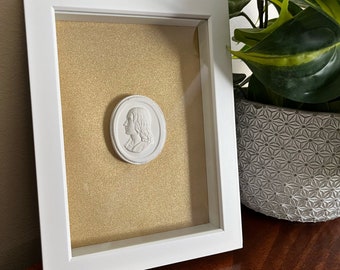 Framed Plaster Intaglios, White Frame, Golden background