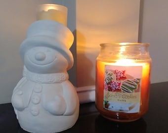 Snowman Candle Holder with Votive Candle and Votive Holder