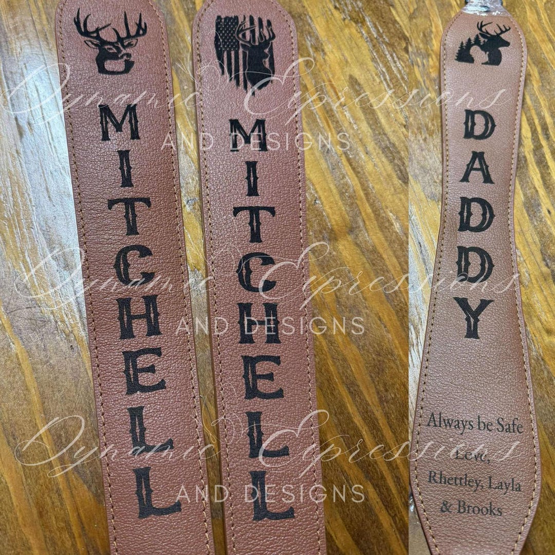 Personalized Leather Strap, Custom Laser Engraved Sling, Outdoorsman ...