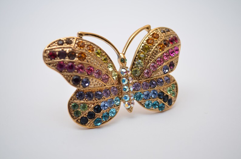 Kirks Folly Vintage jewelry Rainbow multicolor Butterfly pin brooch