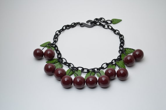 Women necklace jewelry gift, sweet cherry fruit