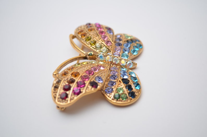 Kirks Folly Vintage jewelry Rainbow multicolor Butterfly pin brooch
