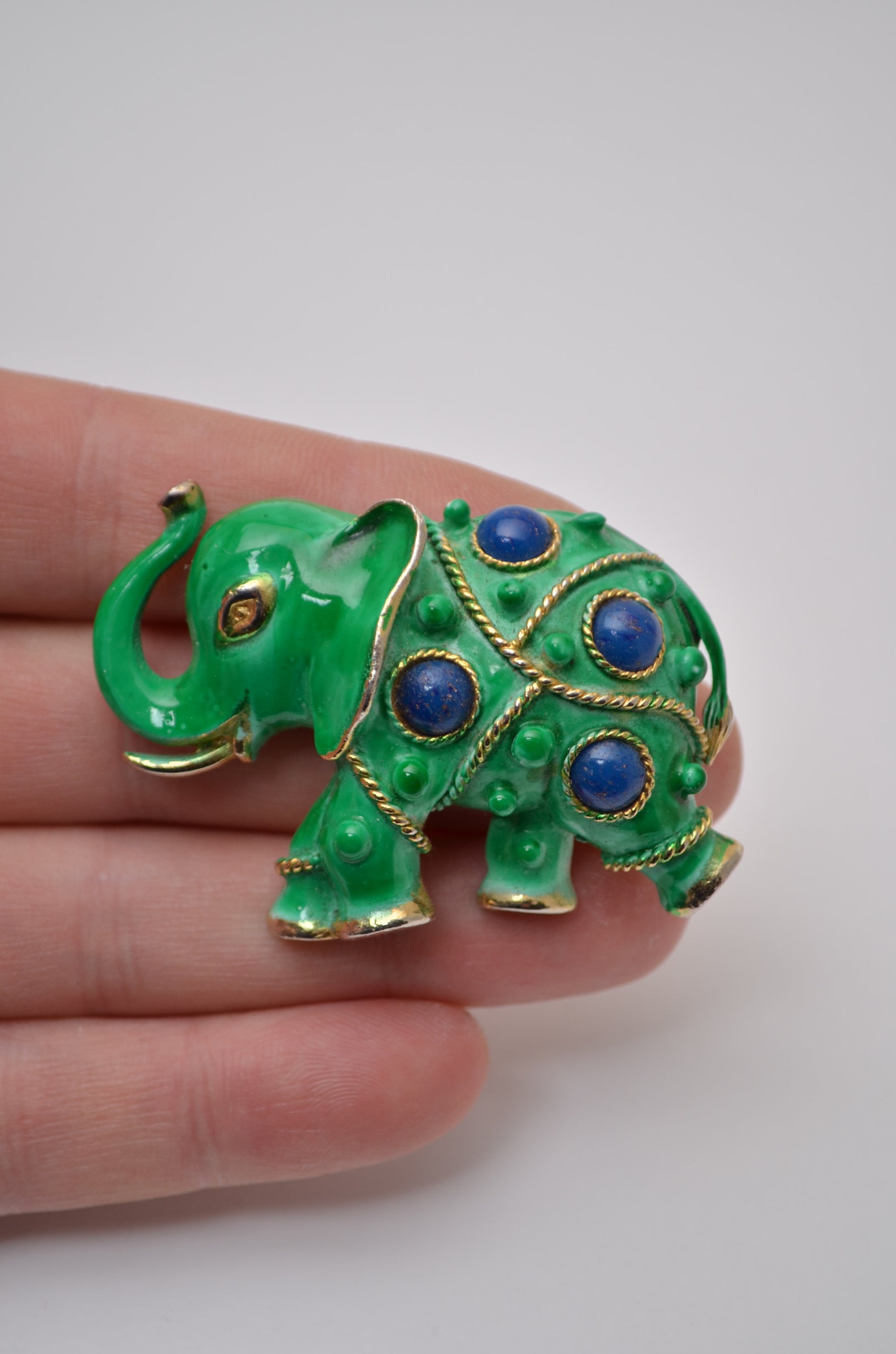 Vintage Elephant Brooch Pin Green Enamel Animal Jewelry 1960s Etsy
