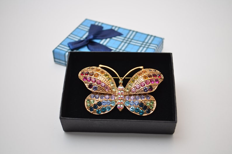 Kirks Folly Vintage jewelry Rainbow multicolor Butterfly pin brooch
