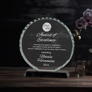 Round Facet Glass on Black Base, Employee Award, Award for Church, Retirement Appreciation, Custom Award Plaques, Employee Appreciation