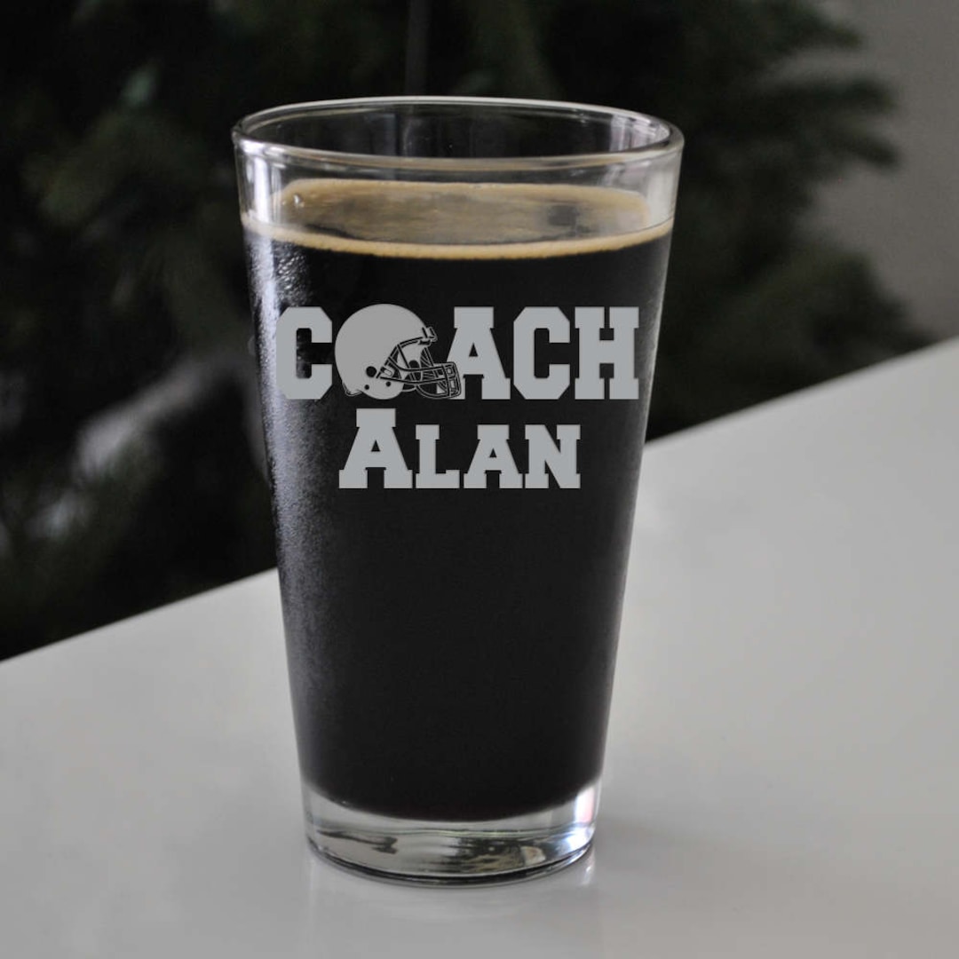 Custom Engraved Football Beer Pint, SHIPS FAST, Football Etched Pint