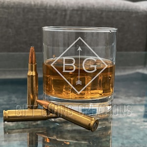 Personalized Engraved Etched Name & Initial Heavy Base 13.5 oz Double Rocks, Old-Fashioned Whiskey Glass, Groomsman Gift, Gift for Him