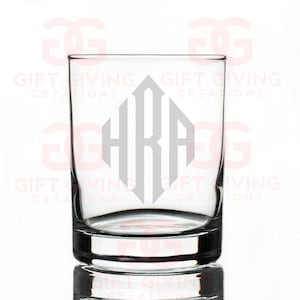 Custom Dimond Initial Personalized Scotch Glass, Monogram Rocks Glass, Three Initial Monogram, Monogrammed, Gift for Her, Gift for Him