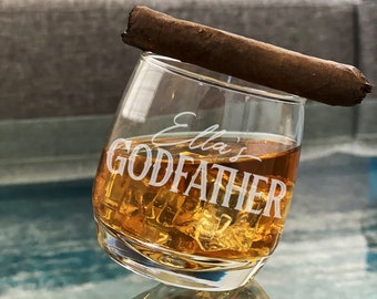 Custom Godfather Whiskey Glass, Rocking Rocks Glass, Godfather, Godmother Gift, Godparents Gift, Baptism Glass, Rocking Whiskey, Godparent