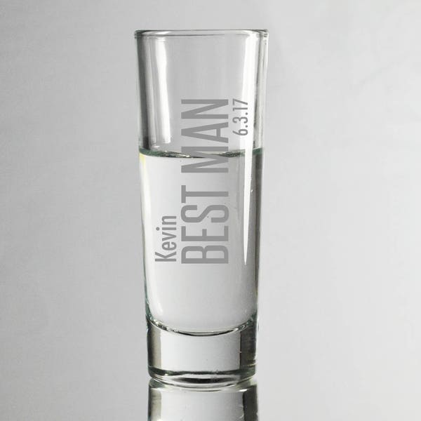 Custom Laser Engrave Tall Shot Glasses, SHIPS FAST, Etched Shot Glass, Wedding Glasses, Groomsmen Glasses, Monogram Glasses