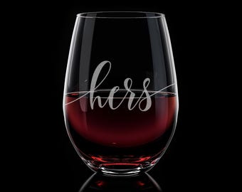 Custom Stemless Wine Glass - Engraved Wine Glass with Name - Personalized Wine Glass with Stem - Etched Glasses - Wine Glass Gift Customized