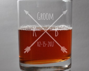 Custom Groomsmen Engraved Glasses, SHIPS FAST, Etched Rocks Glasses, Bourbon Whiskey Scotch Glasses, Bridesmaid Glasses, Bachelorette