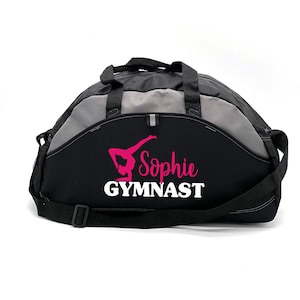 Personalized Gymnast Bag, Gymnastics Bag, Custom Duffle Bag, Grey Duffle Bag, Gymnast Dancer, Rhythmic Gymnast, Sports Bag, Personalized Bag