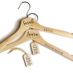 Custom Personalized Bridesmaid Hanger, Bridal Dress Hanger, Engraved Solid Hardwood Hanger, Bridesmaid Hanger,