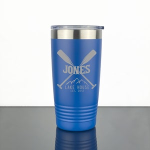 20oz Tumbler Personalized Tumbler, Lake House gift, House Warming Gift, Laser Engraved Tumbler, Tumblers, Vacation, lake life, Paddle Gift