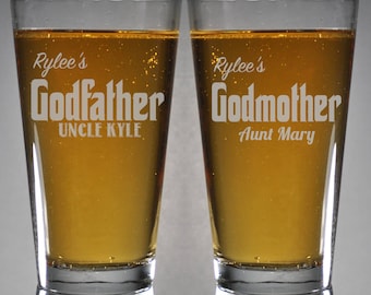 Set von 2 Gravur Paten Gläser * Paten Pint Gläser * Paten Pint Gläser * Bier Pint Glas * Paten Gläser * Taufgeschenk *