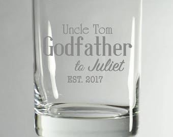 Engraved Godparent Glasses * Scotch Glasses * Godfather Glass * Engraved Gasses * Gift for godparents * Engraved Whiskey Glasses * Bourbon