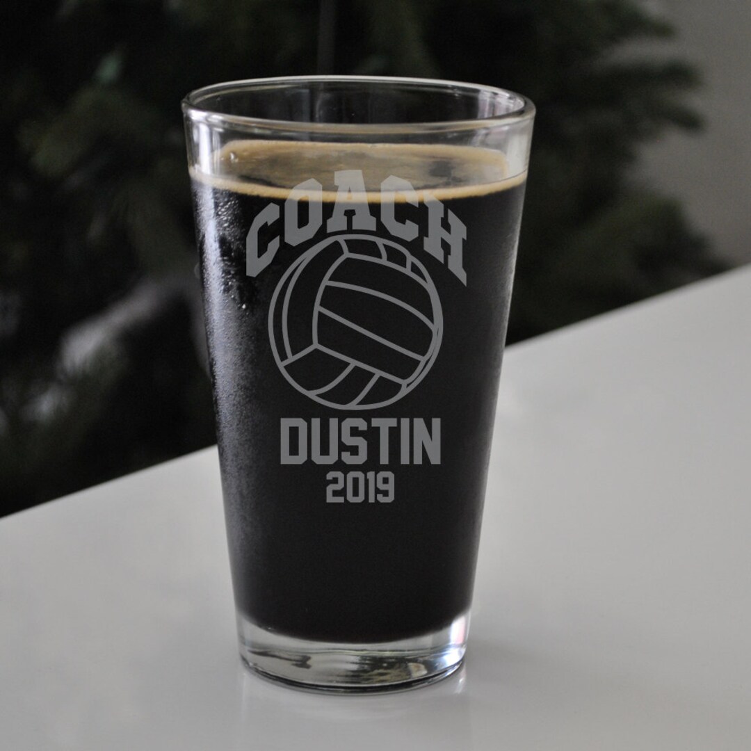 Best Volleyball Coach Gift, Volleyball Etched Pint, Personalized Beer