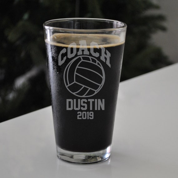 Best Volleyball Coach Gift Volleyball Etched Pint Etsy