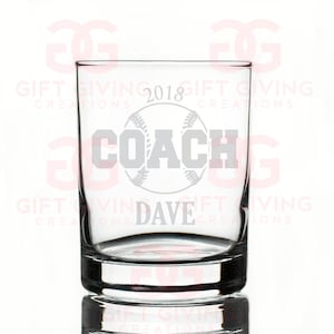 Custom Baseball Whiskey Glass, Gift for Coaches, Baseball Dad, Personalized Glass, Engraved glass, Baseball Player, Best Coach