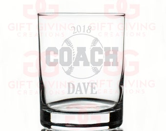 Personalisiertes Baseball WhiskyGlas, Geschenk für Trainer, Baseball Papa, personalisiertes Glas, Graviertes Glas, Baseballspieler, Bester Coach