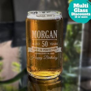 Personalisiertes Alter bis zur Perfektion, 50 Jahre alt, graviertes Bierglas, Geburtstagsgeschenk, Biernadel, Gravur
