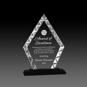 Personalized Glass Award ,Employee, Retirement, Appreciation Gift , Graduation ,Plaque, Crystal Award, Thank you, Engraved Trophy, of Month