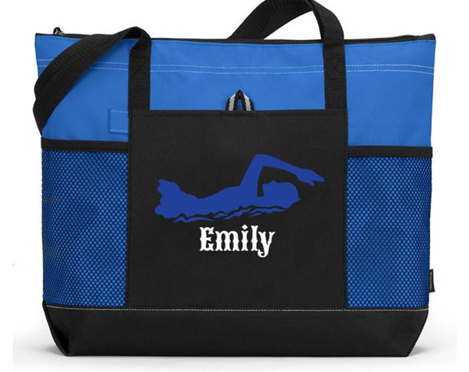 Custom Swimming Bag, Swimming Tote Bag, Personalized Tote, Kids Swim Bag, Swimming Gift, Swimming Practice, Swim Bag, Swim Team Gift