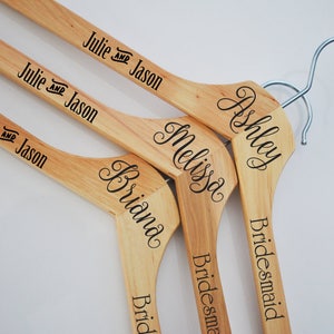 Custom Personalized Bridesmaid Hanger, Bridal Dress Hanger, Engraved Solid Hardwood Hanger, Bridesmaid Hanger,
