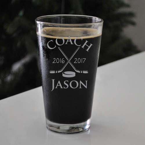 Custom Engraved Hockey Beer Pint SHIPS FAST Hockey Etched Etsy