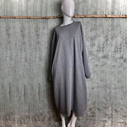 Sweatshirt shops dress, oversize dress, grey, cotton- jersey dress from French terry