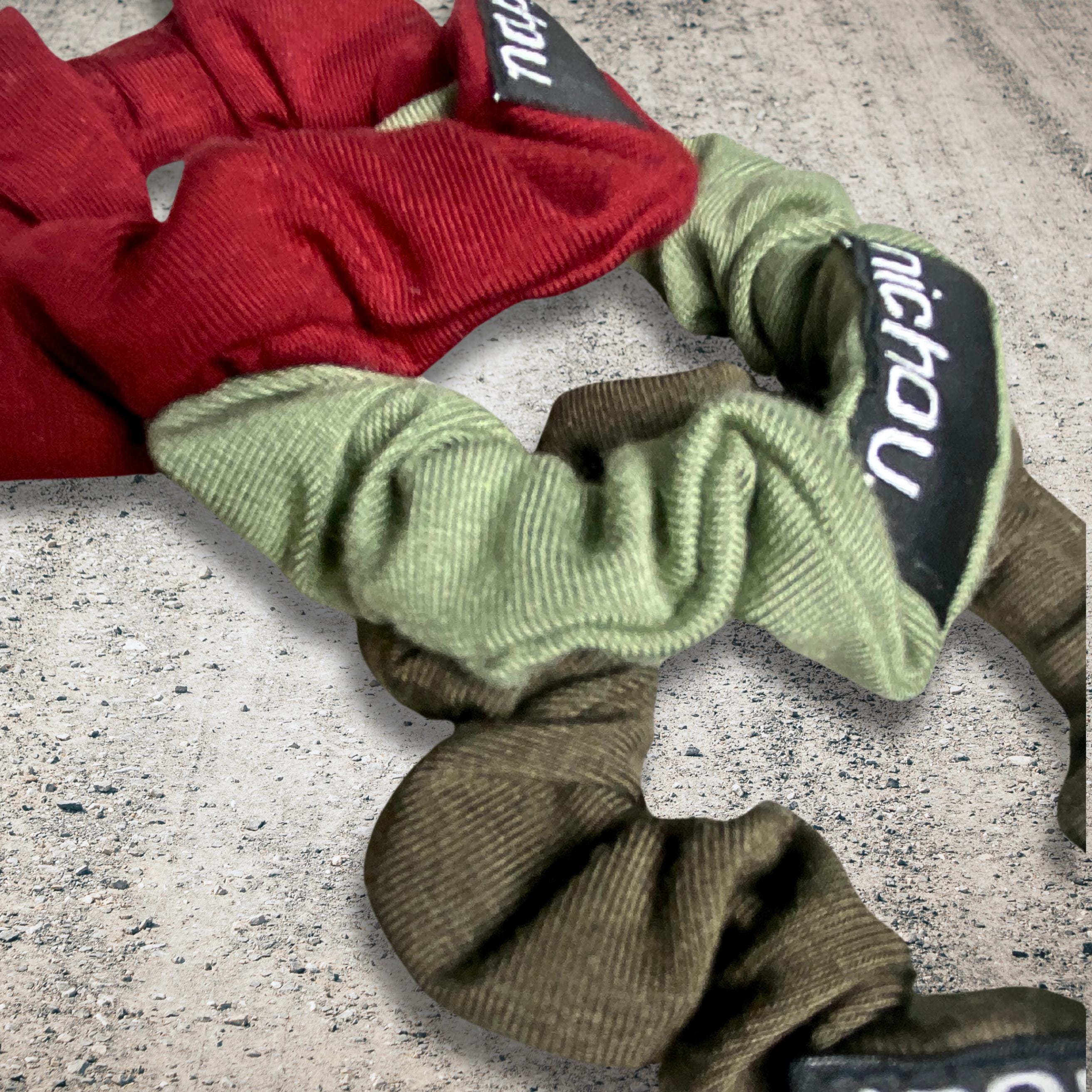 Scrunchie set, set van 3 smalle Tencel scrunchies, cadeau voor haar, kersenrood, salie, truffel, gemaakt van zachte Tencel jersey, zacht voor het haar