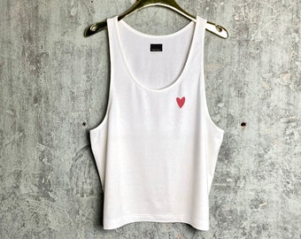 Tencel tank top, off-white, with red heart, tank top made of soft Tencel jersey with