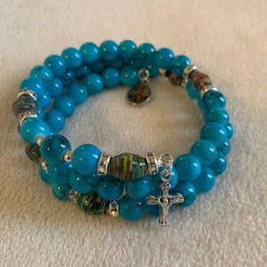 Rosary Bracelet, Glass Beads, Five Decade Prayer Bracelet