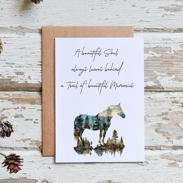 Horse Sympathy Card, Loss of Horse, Trail of memories Sympathy Card, With Sympathy Horse Card, Silhouette horse sympathy card, sympathy card