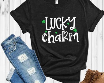 Lucky Charm Tee Shirt, St Patty's Day Shamrocks Tee, St Patrick's day Shamrock shirt,  St Patty's Day t-shirt
