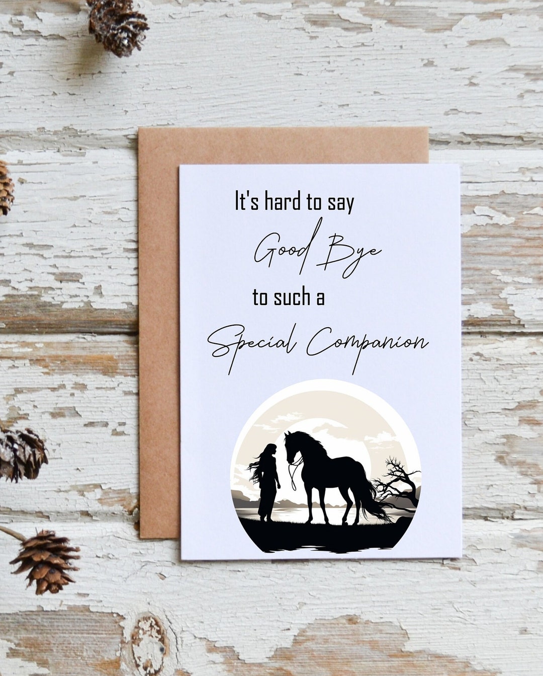 It's Hard to Say Goodbye Horse Sympathy Card, Loss of Horse, Horse