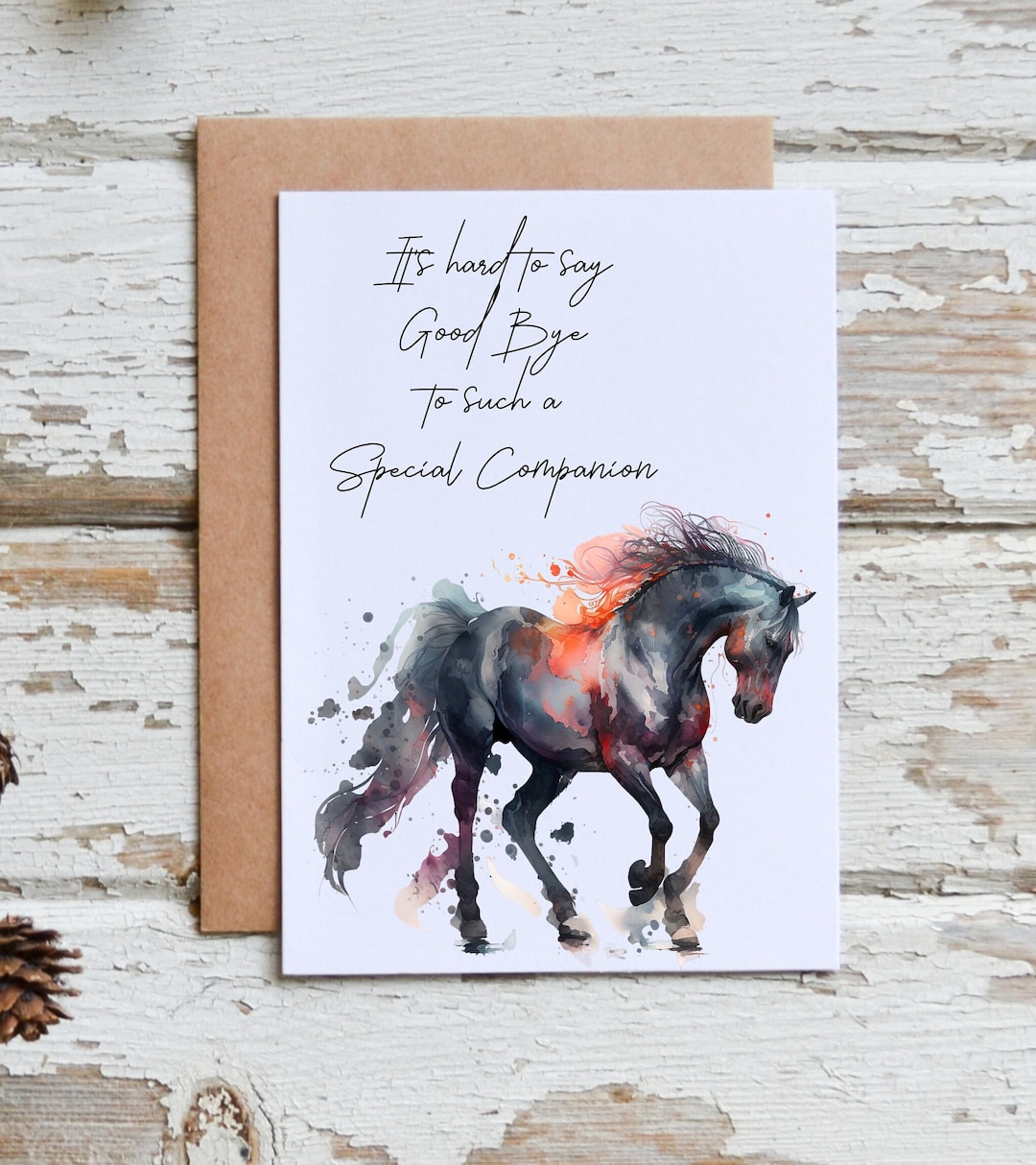 It's Hard to Say Goodbye Horse Sympathy Card, Loss of Horse, Horse