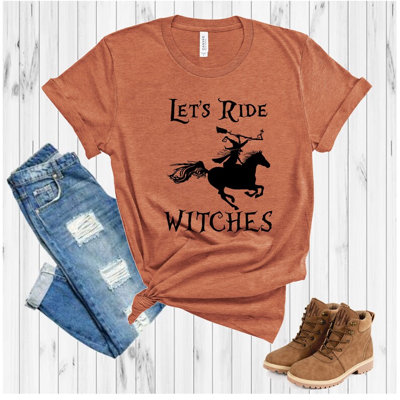 Let's Ride Witches Halloween Horse Tee, Let's Ride Shirt Halloween, Let ...