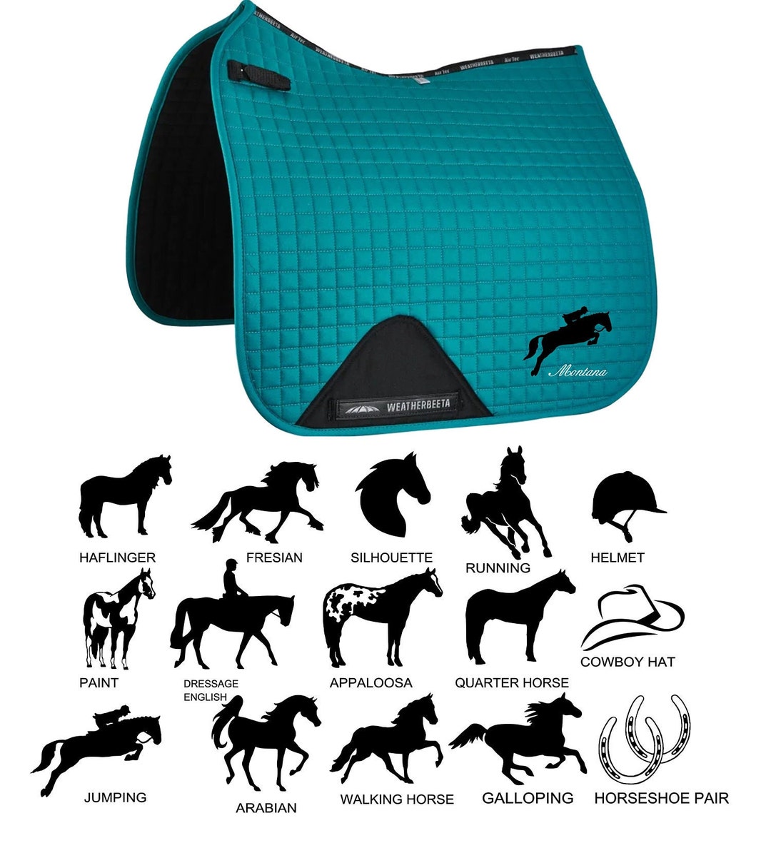 Personalized WB Solid Saddle Pad, Dressage Saddle Pad, Personalized