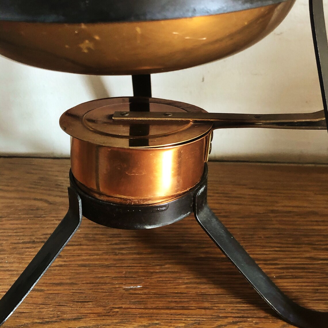Vintage Copper Fondue Pot with Stand and Sterno/Candle Holder Etsy