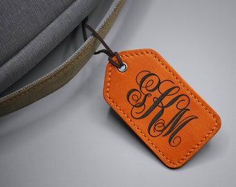 Leather Luggage tag, Personalized luggage tag, Custom luggage tag, Monogram luggage tag, Travel gift, 3rd Anniversary gifts, Wedding gift