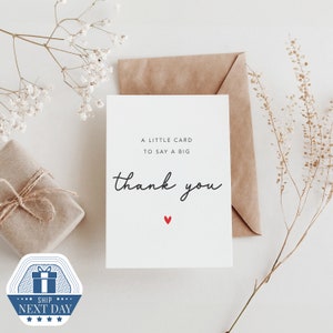 Simple Thank You Card, Little Card To Say A Big Thank You, Supportive Card For Friend, Sister, Mum, Dad, Best Friend Thank You Card