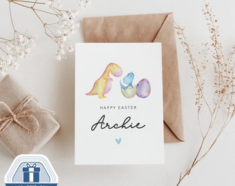 Personalized Happy Easter Card, Bunny Rabbit Design, Easter Card for son, daughter, Grand children, nephew, Niece, grandson, granddaughter