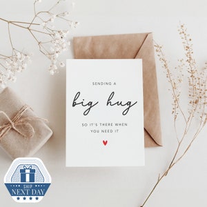 Sending a big hug thinking of you card, sympathy card, in sympathy greeting card, thinking of you bereavement condolence grieving card