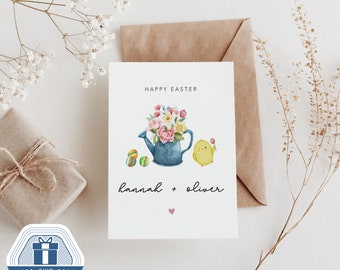 Happy Easter Card, Bunny Rabbit Design, Easter Hugs card, Easter Card for son, mom, dad, daughter, Nanny, Grandparents, Grandma, Grandpa