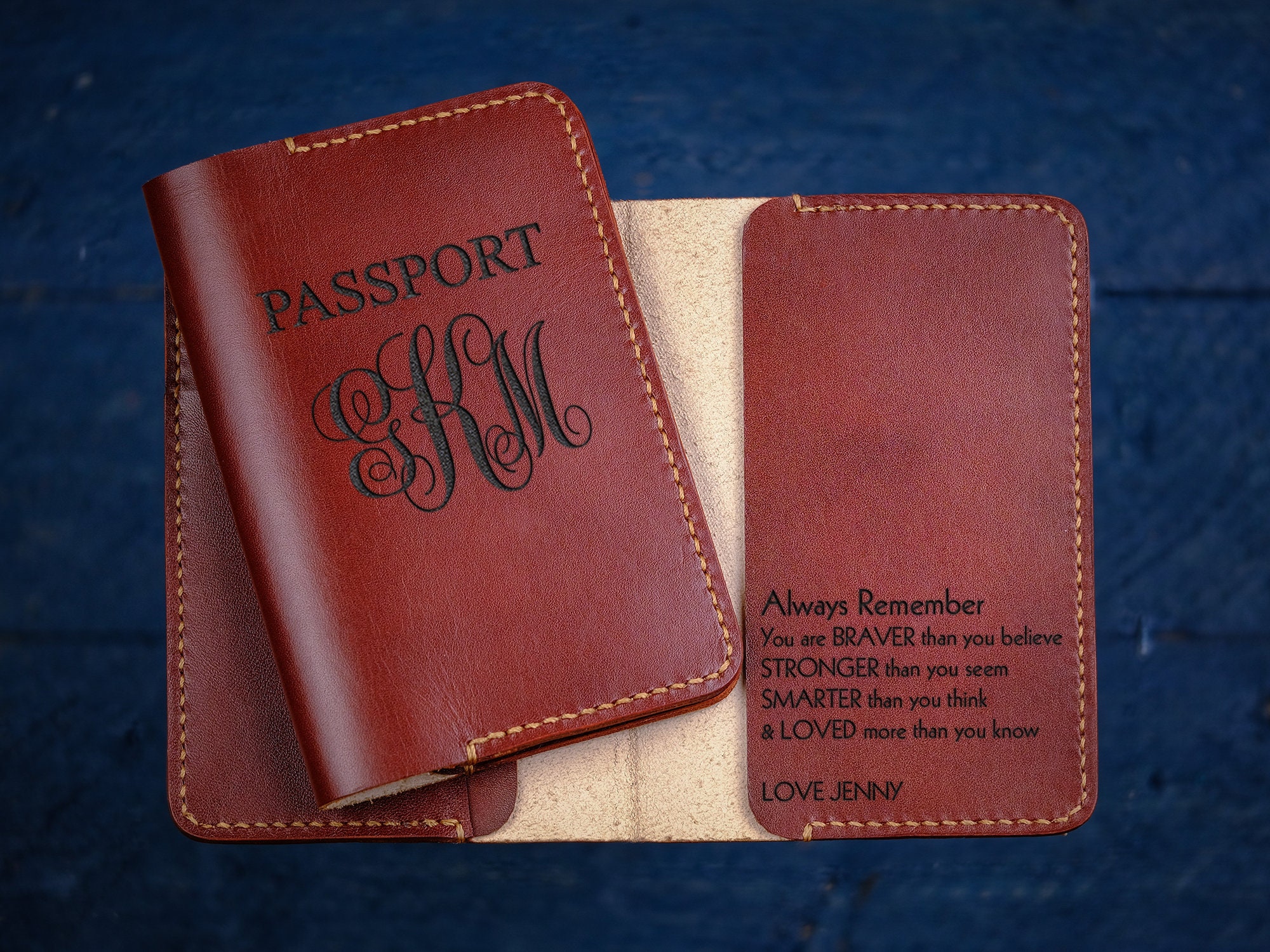 Personalized Leather Passport holder • MONOGRAM Passport Cover